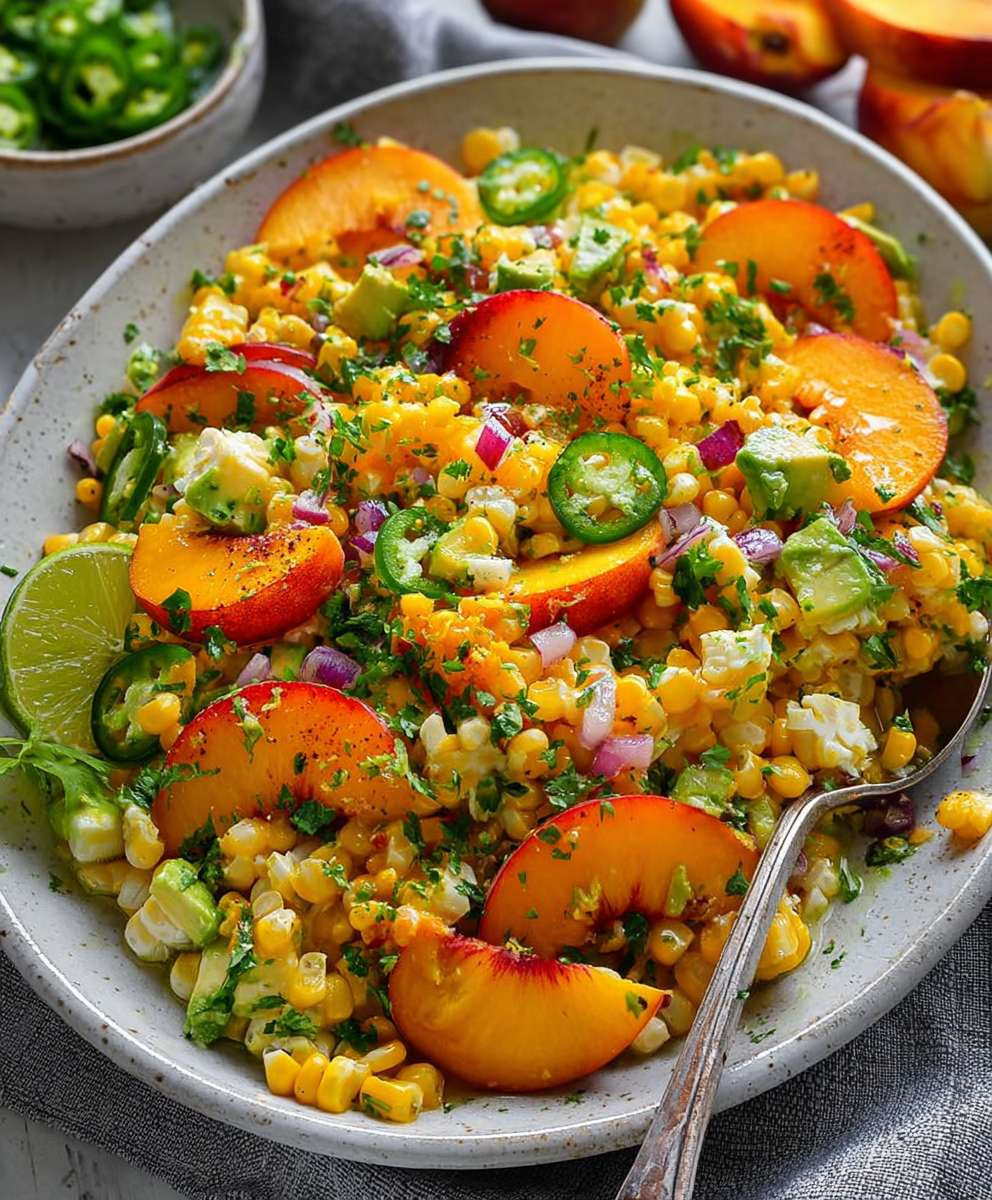 Mais Salat mit Pfirsichen