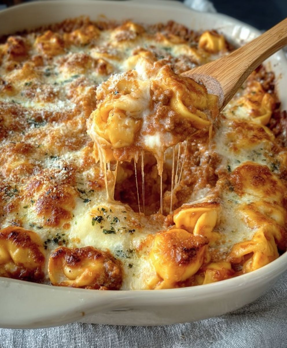 Käse Tortellini Auflauf mit Fleischsoße