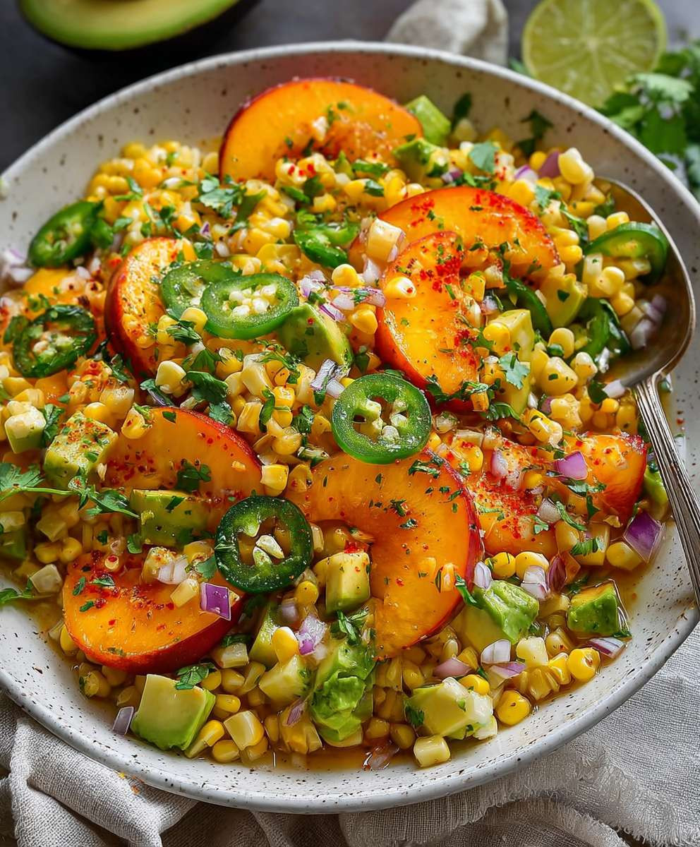 Mais Salat mit Pfirsichen