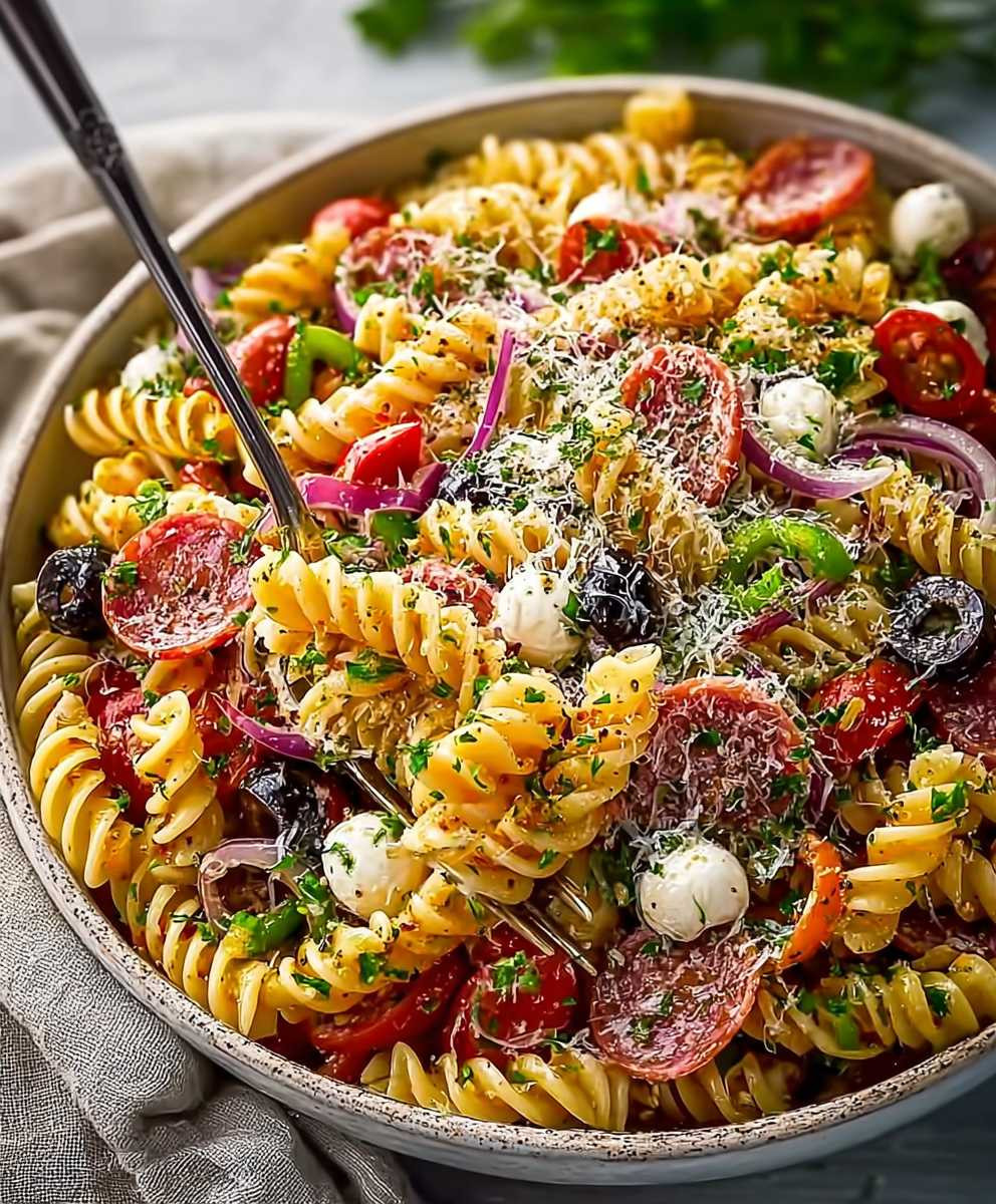 Schneller italienischer Nudelsalat