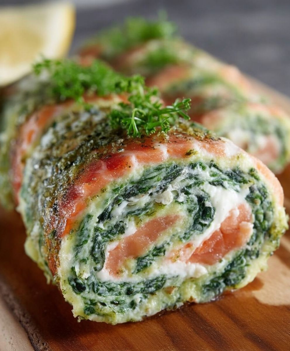 Spinat Lachs Rolle Frischkäse