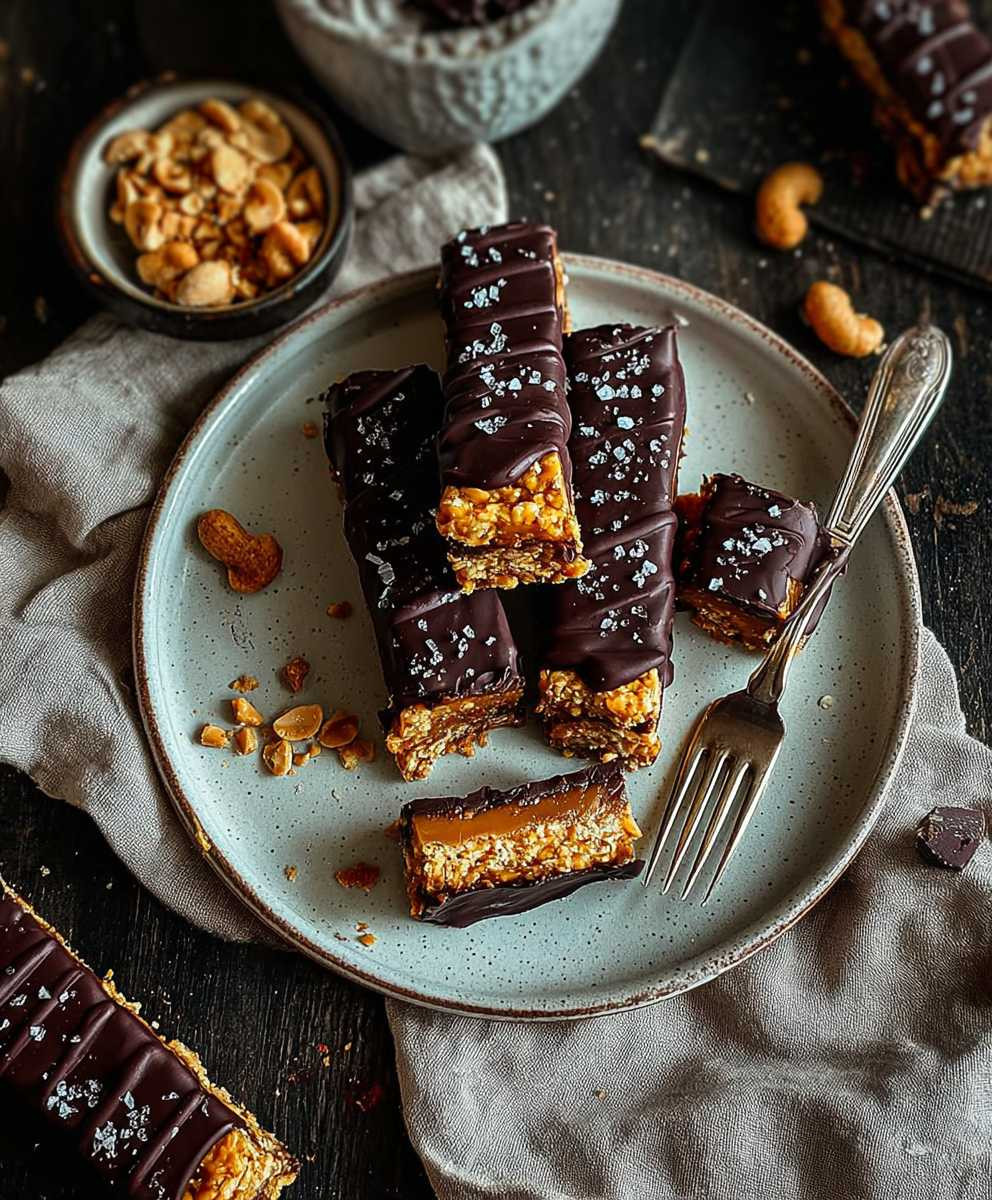 Vegane gesunde Snickers Riegel