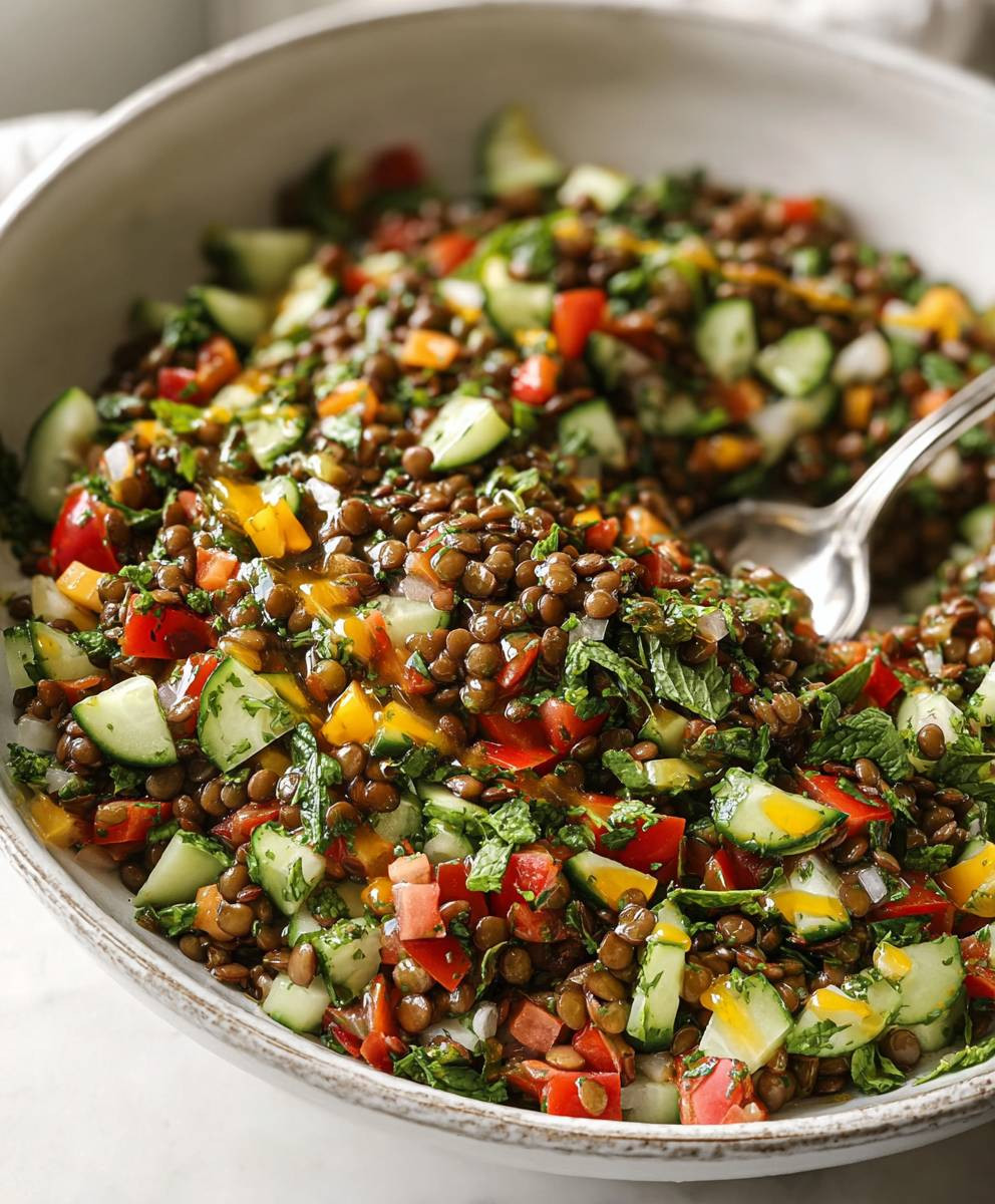 Linsensalat mit Orangen Dattel Dressing