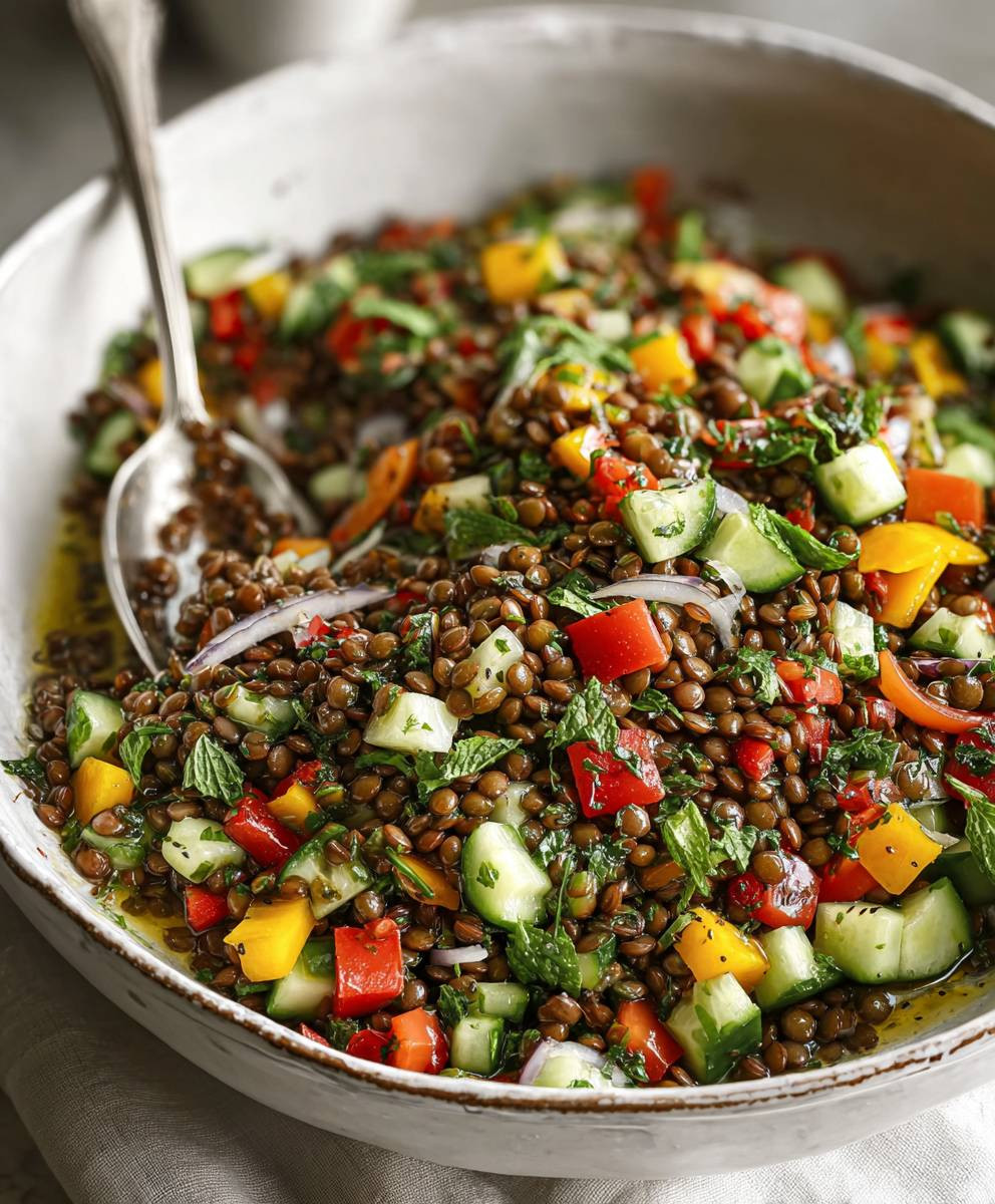 Linsensalat mit Orangen Dattel Dressing
