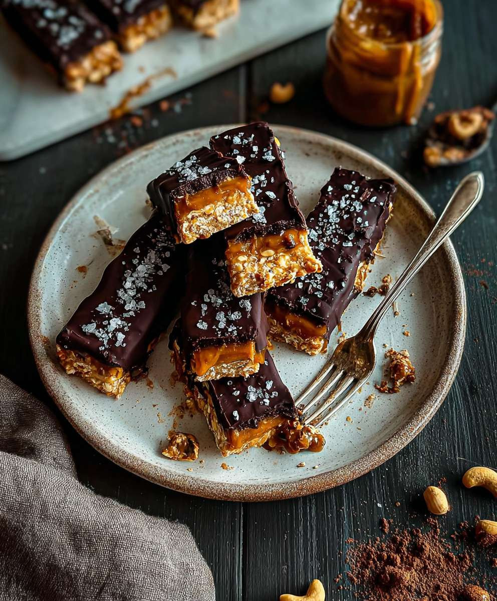 Vegane gesunde Snickers Riegel