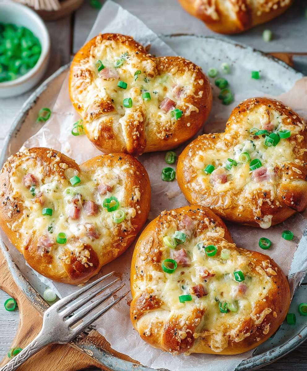 Überbackene Brezeln mit Schinken Käse