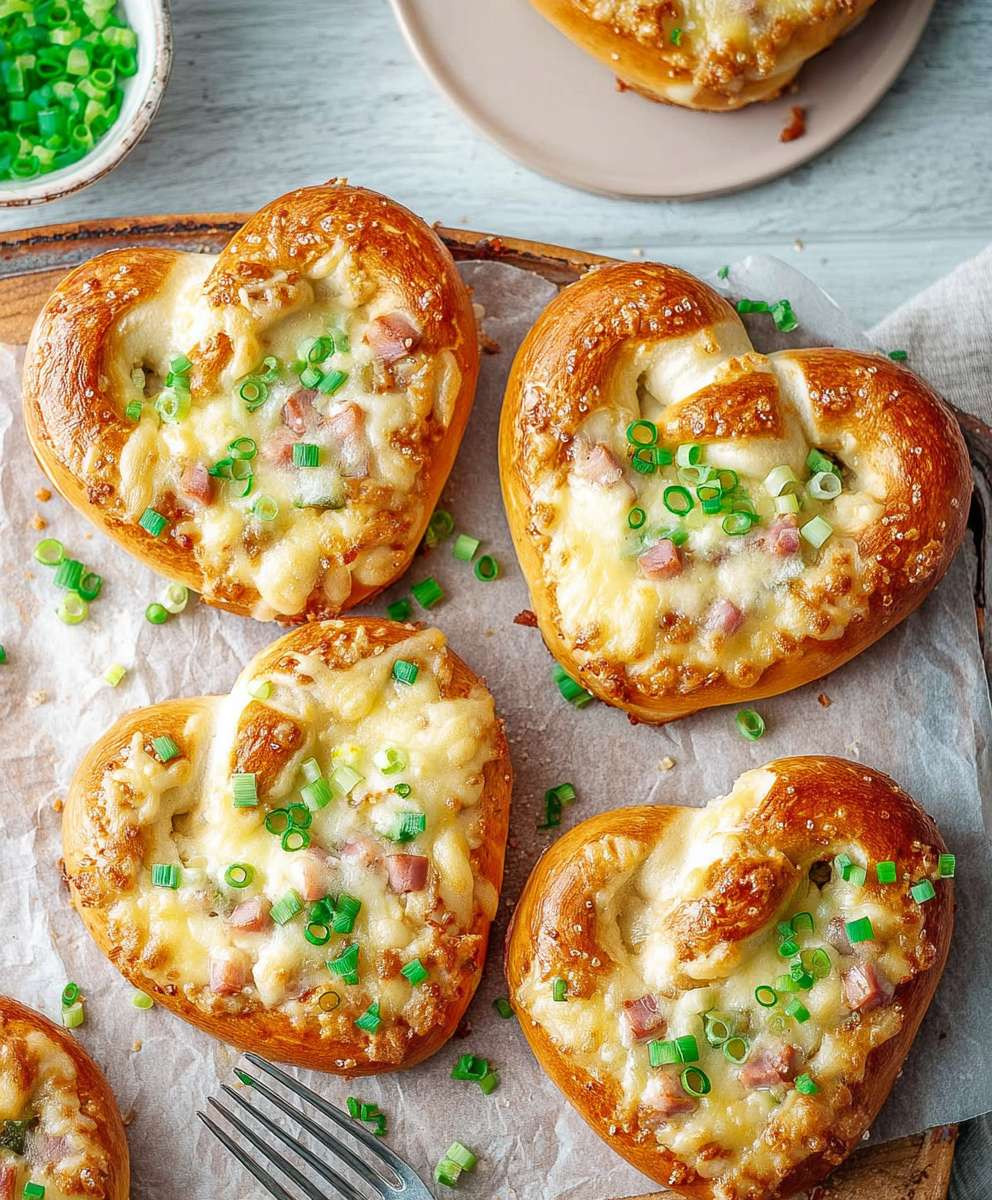 Überbackene Brezeln mit Schinken Käse