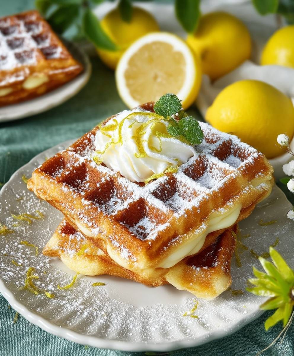 Zitronen Quark Waffeln backen