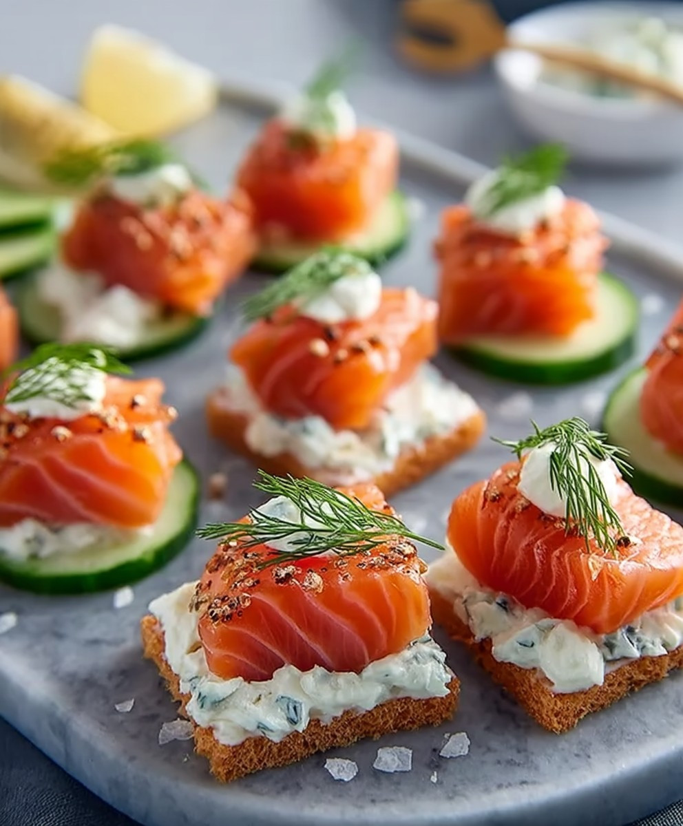 Räucherlachs Häppchen servieren