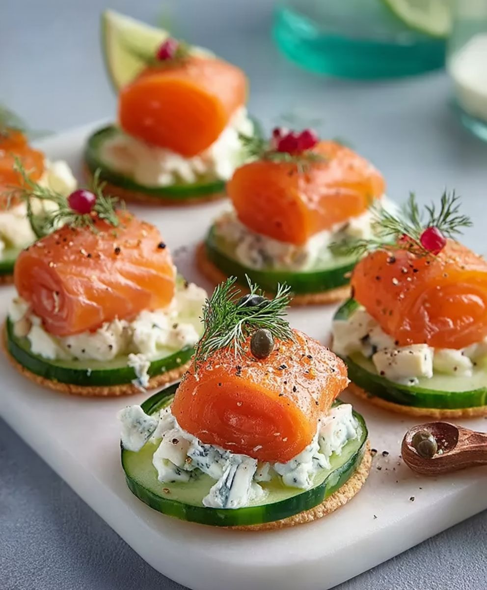 Räucherlachs Häppchen servieren