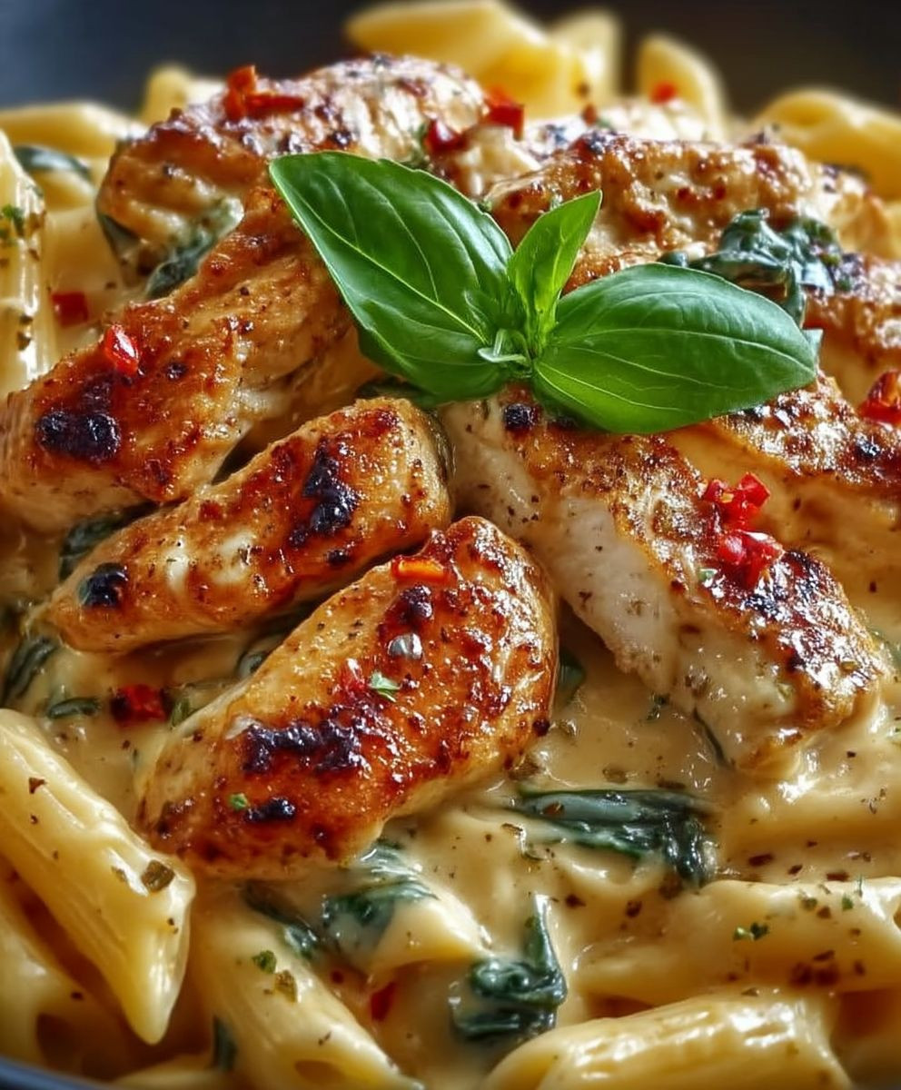 Hähnchen Mozzarella Pasta überbacken
