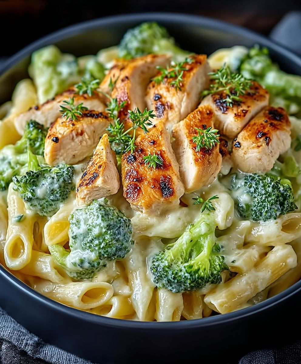 Cremige Hähnchen Brokkoli Pasta