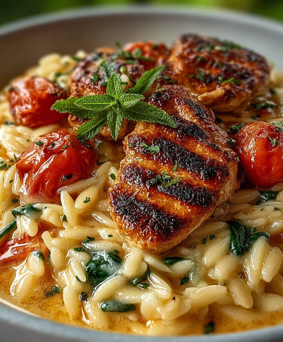 Orzo Pfanne mit Hähnchen