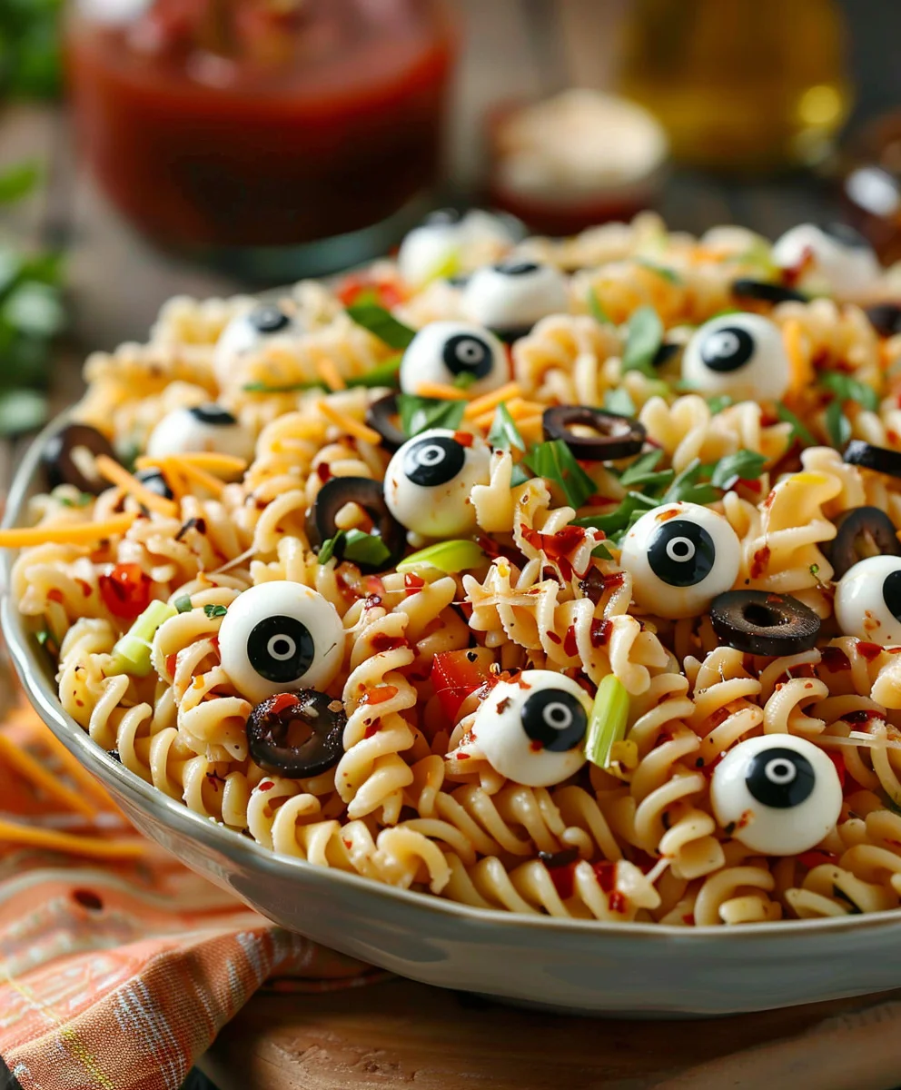 Gruseliger Augen-Pasta-Salat: Rezept mit Mozzarella-Augen