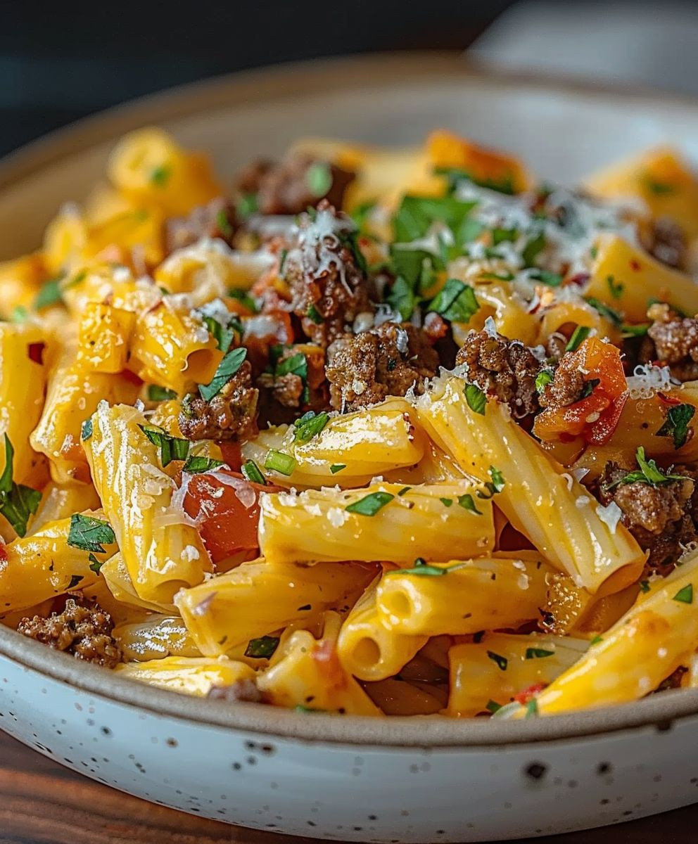 Cheeseburger Pasta schnell zubereiten