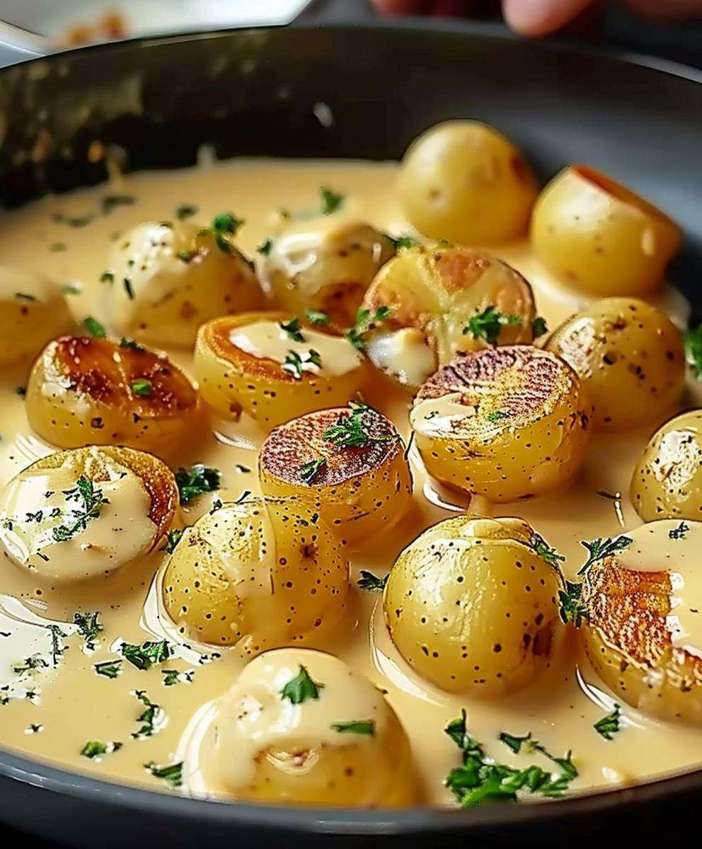 Knoblauch Kartoffeln Sahnesauce