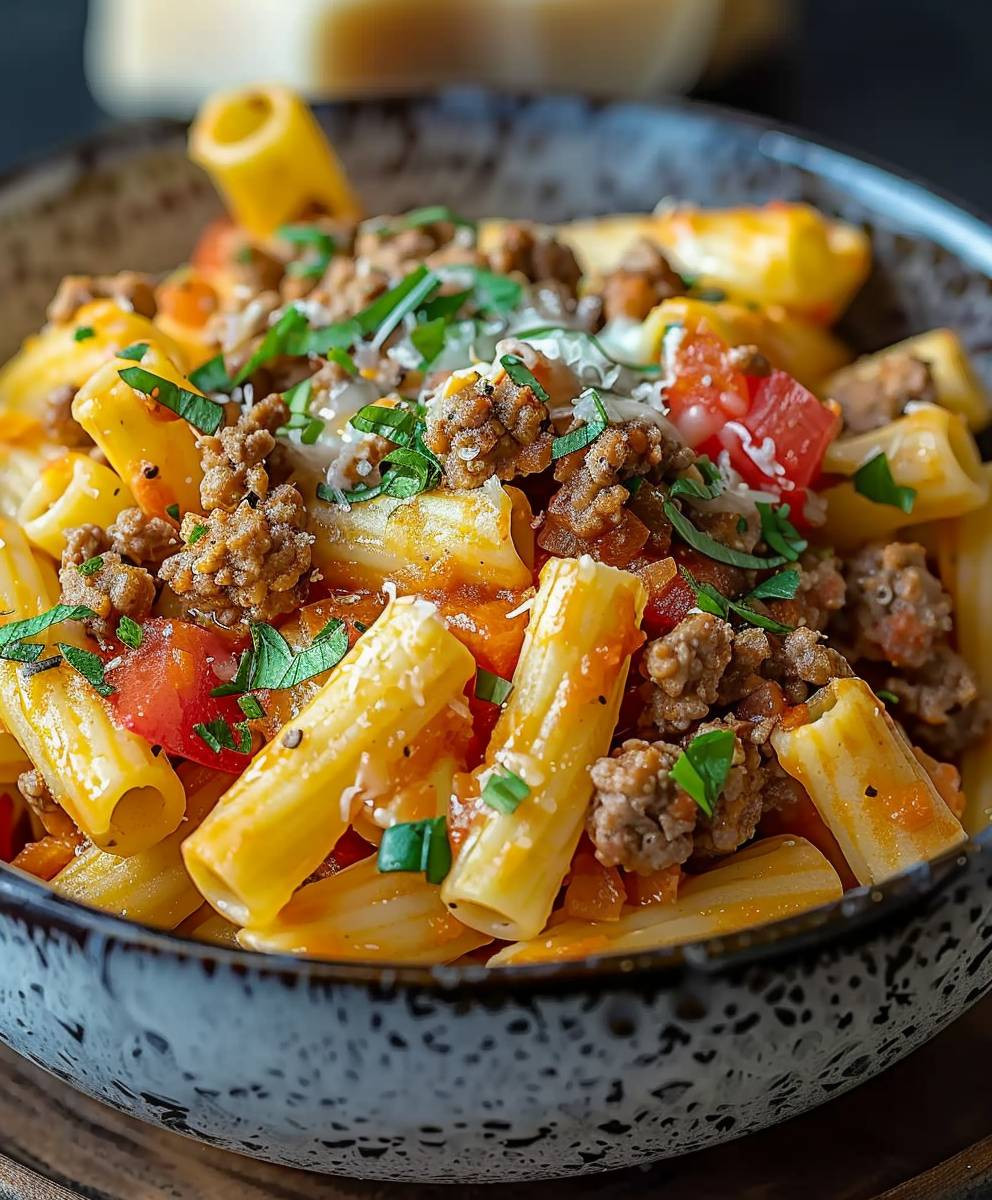 Cheeseburger Pasta schnell zubereiten