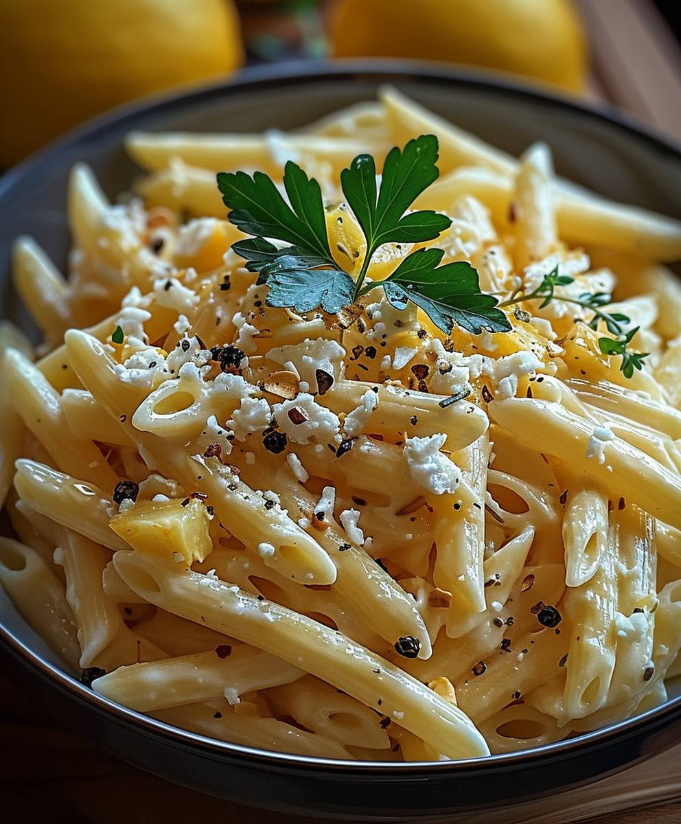 Zitronen Feta Pasta Sommer