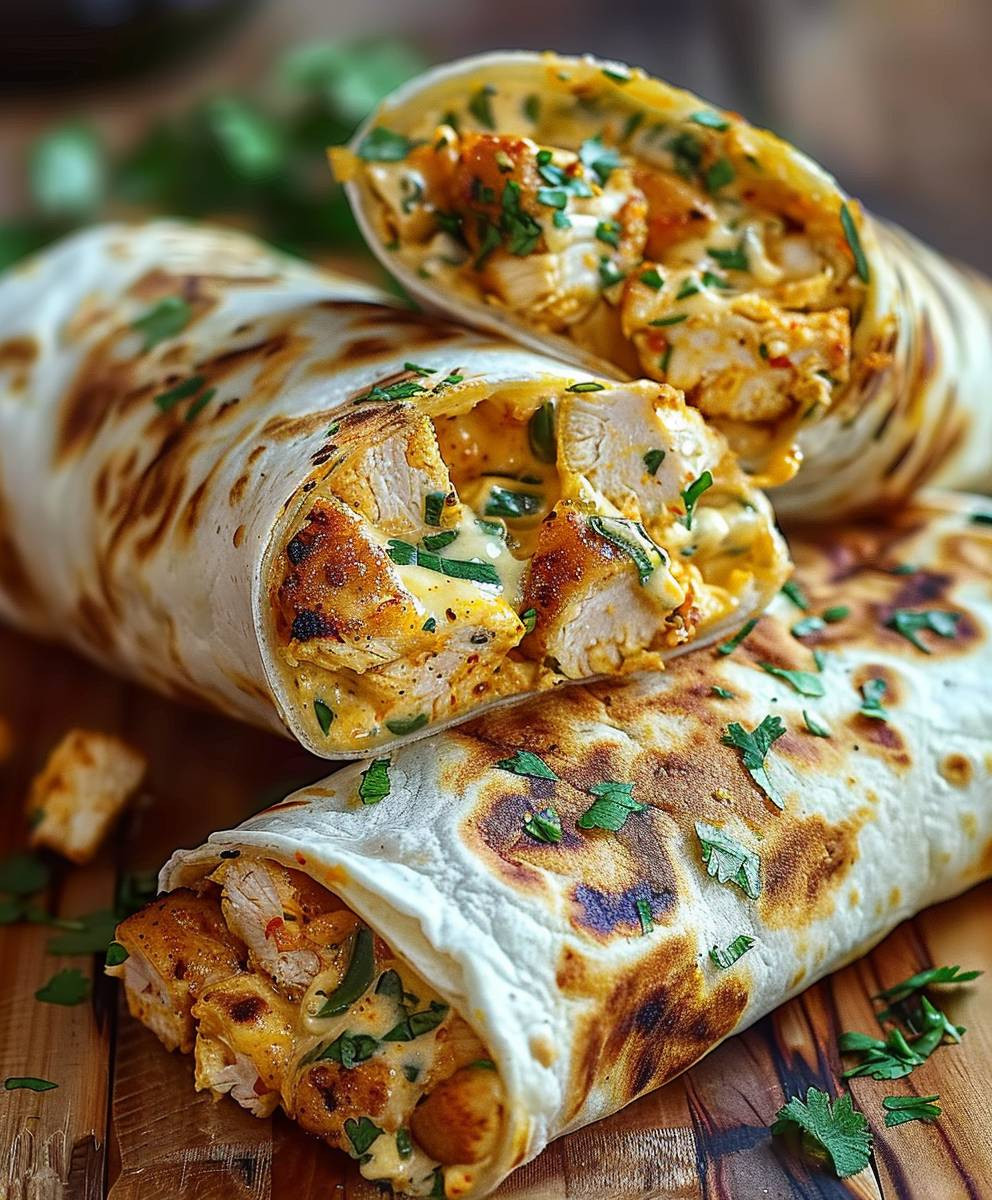 Käse Knoblauch Hähnchen Wraps