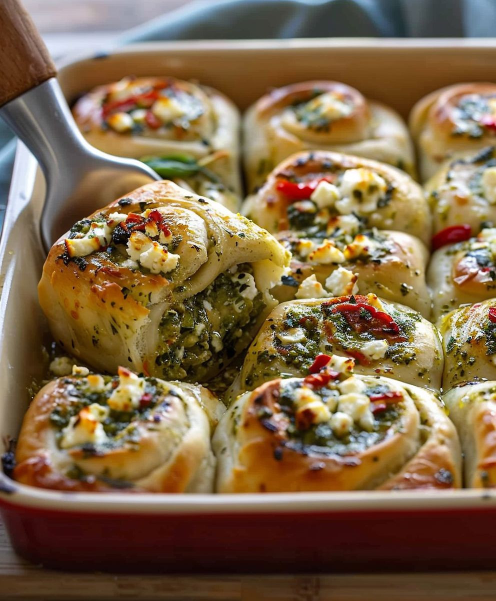 Pesto Feta Brötchen backen