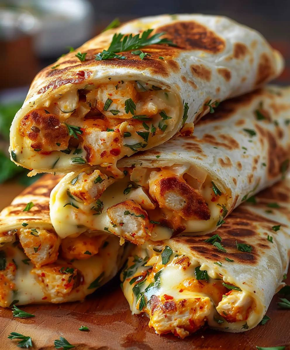 Käse Knoblauch Hähnchen Wraps