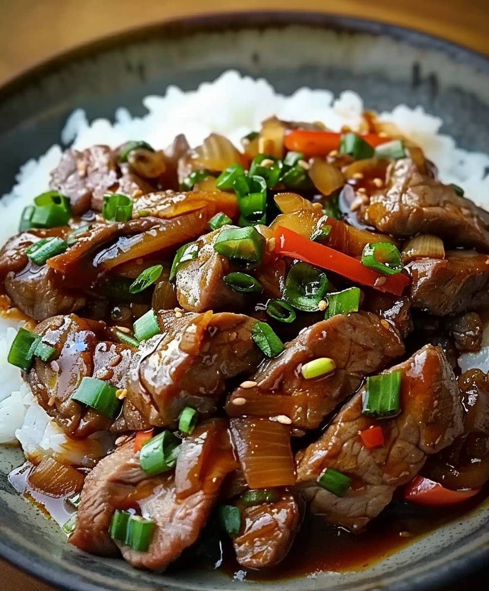 Chinesisches Rindfleisch mit Zwiebeln
