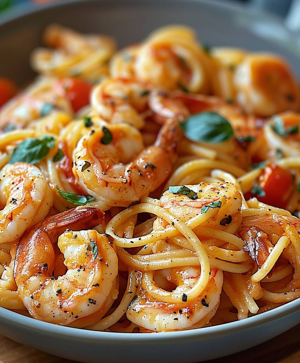 Spaghetti Garnelen Frischkäsesauce