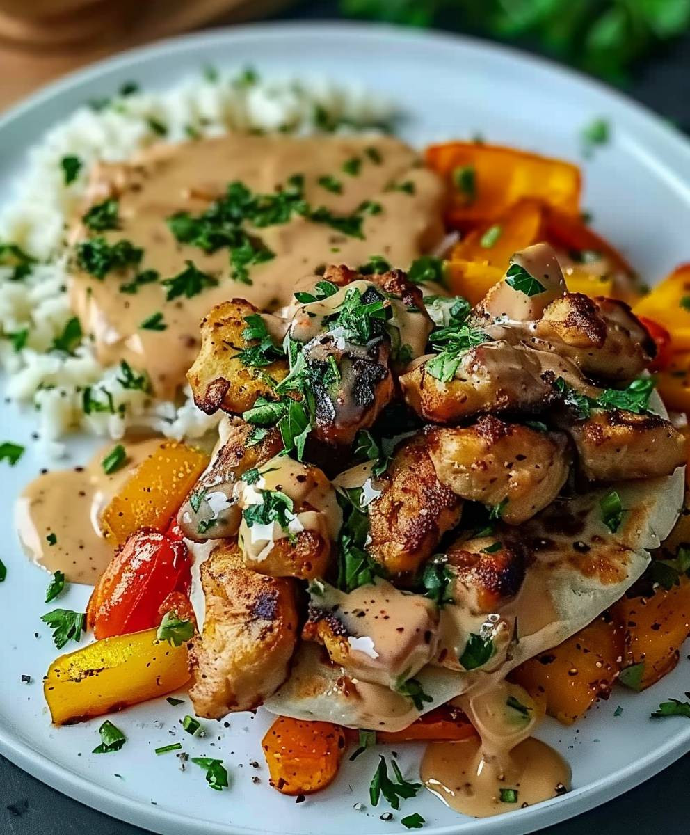 Hähnchen Gyros Schmand Soße