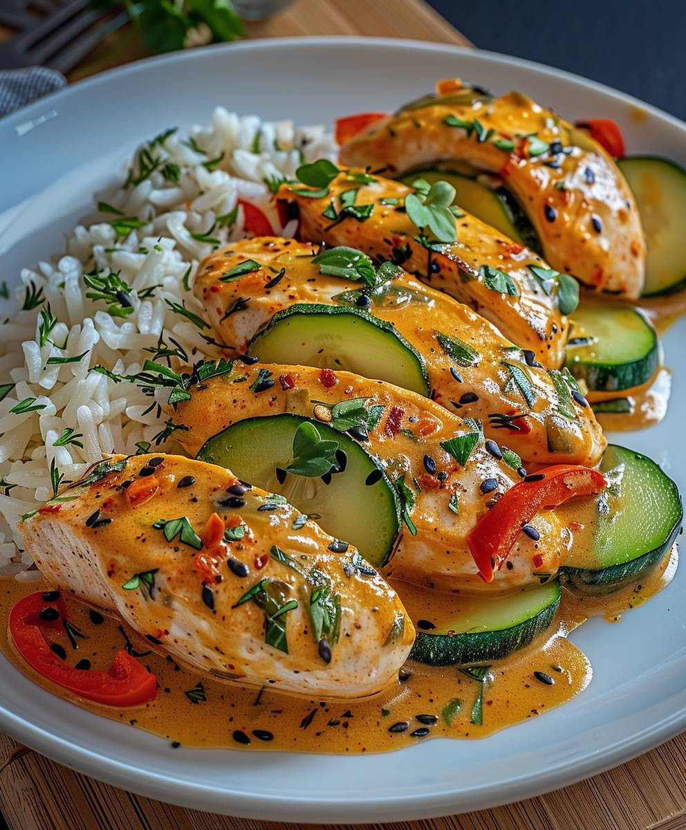 Paprika Zucchini Hähnchen Sahne