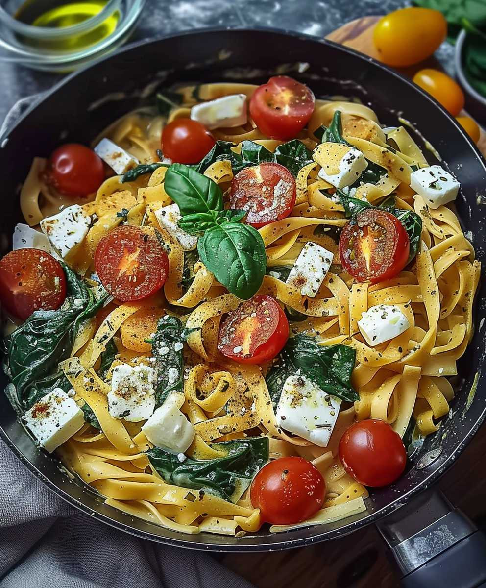 Spinat Schupfnudeln Feta Tomaten
