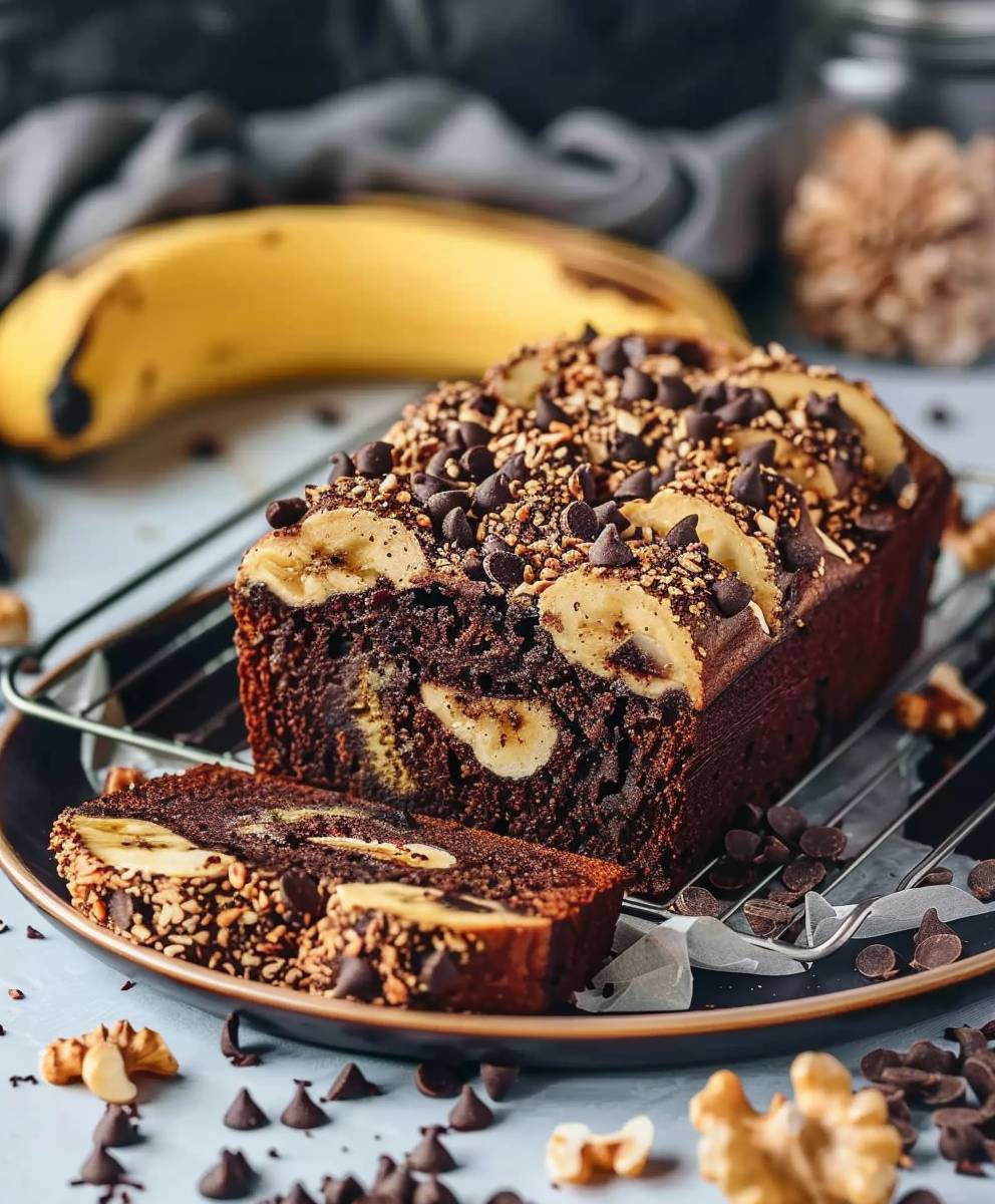 Erdnussbutter Schoko Bananenbrot Vegan