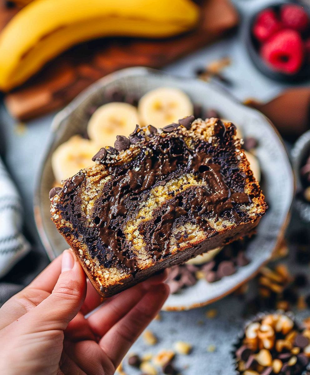 Erdnussbutter Schoko Bananenbrot Vegan