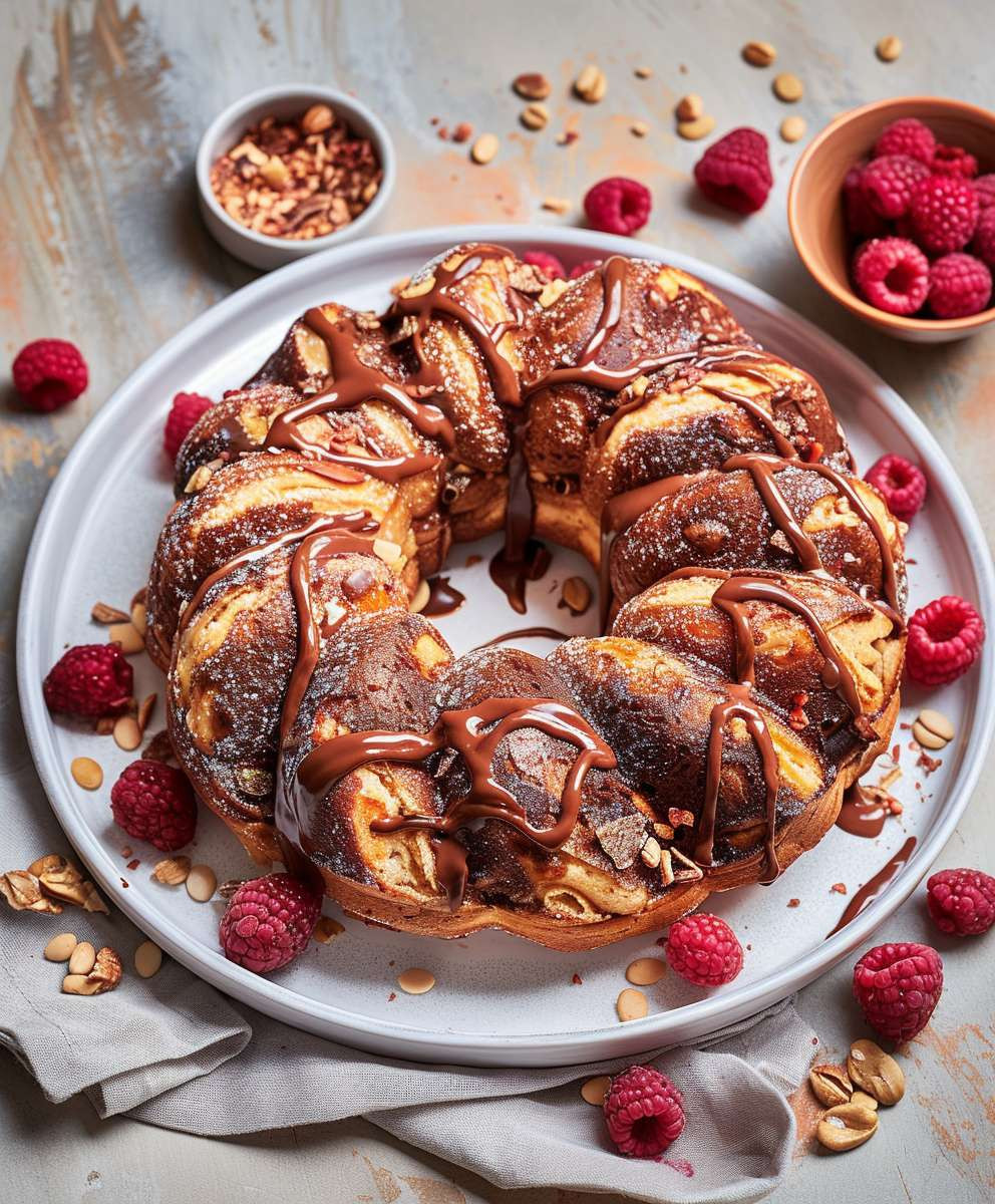 Schoko Hefezopf mit Himbeeren