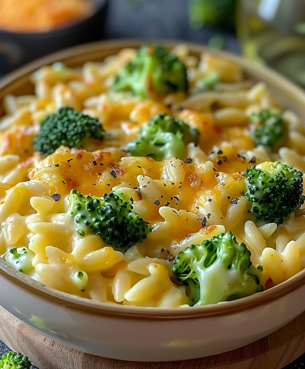 Cremiges Brokkoli Cheddar Orzo