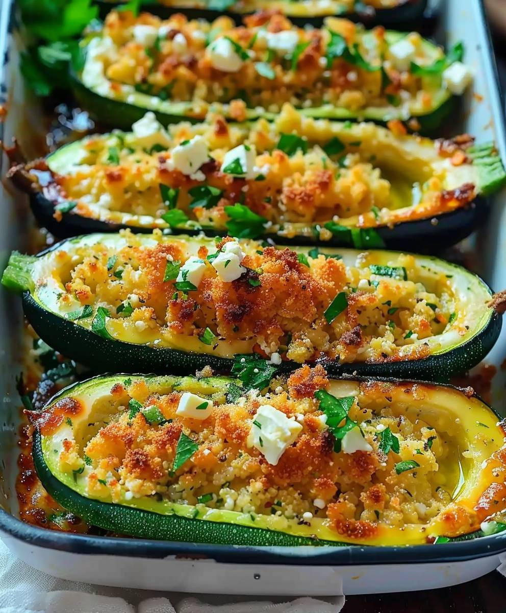 Gefüllte Zucchini Couscous Feta