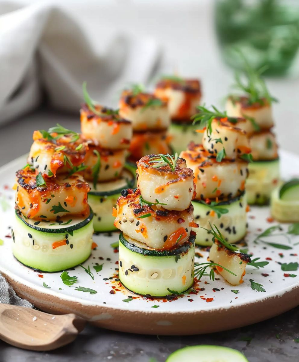 Zucchini Röllchen Frischkäse Fingerfood