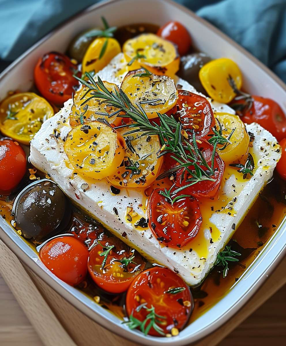 Gebackener Feta mediterranes Gemüse