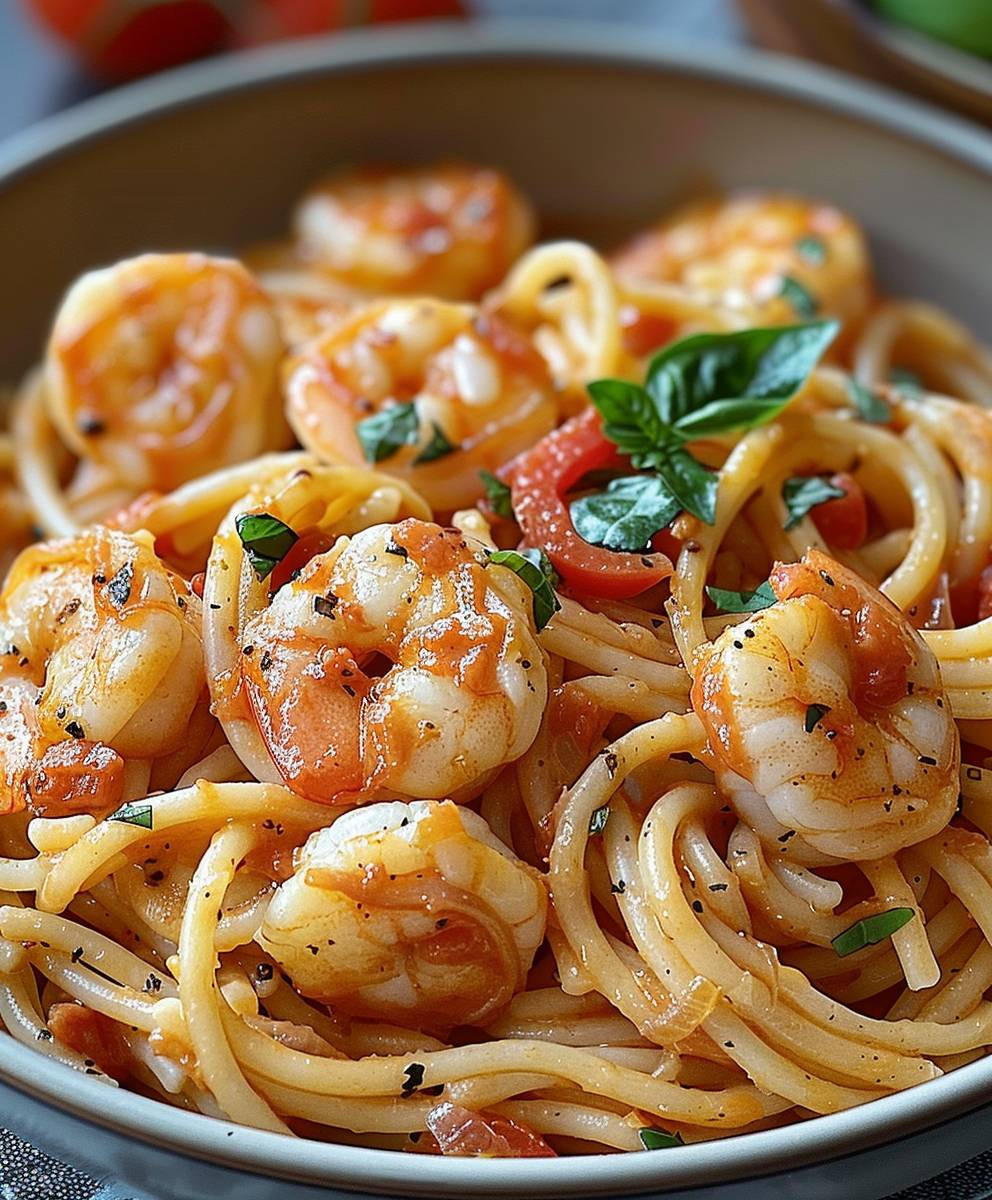Spaghetti Garnelen Frischkäsesauce