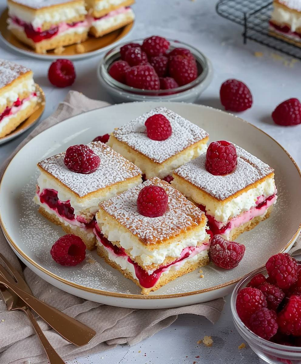 Butterkekskuchen Himbeeren Pudding