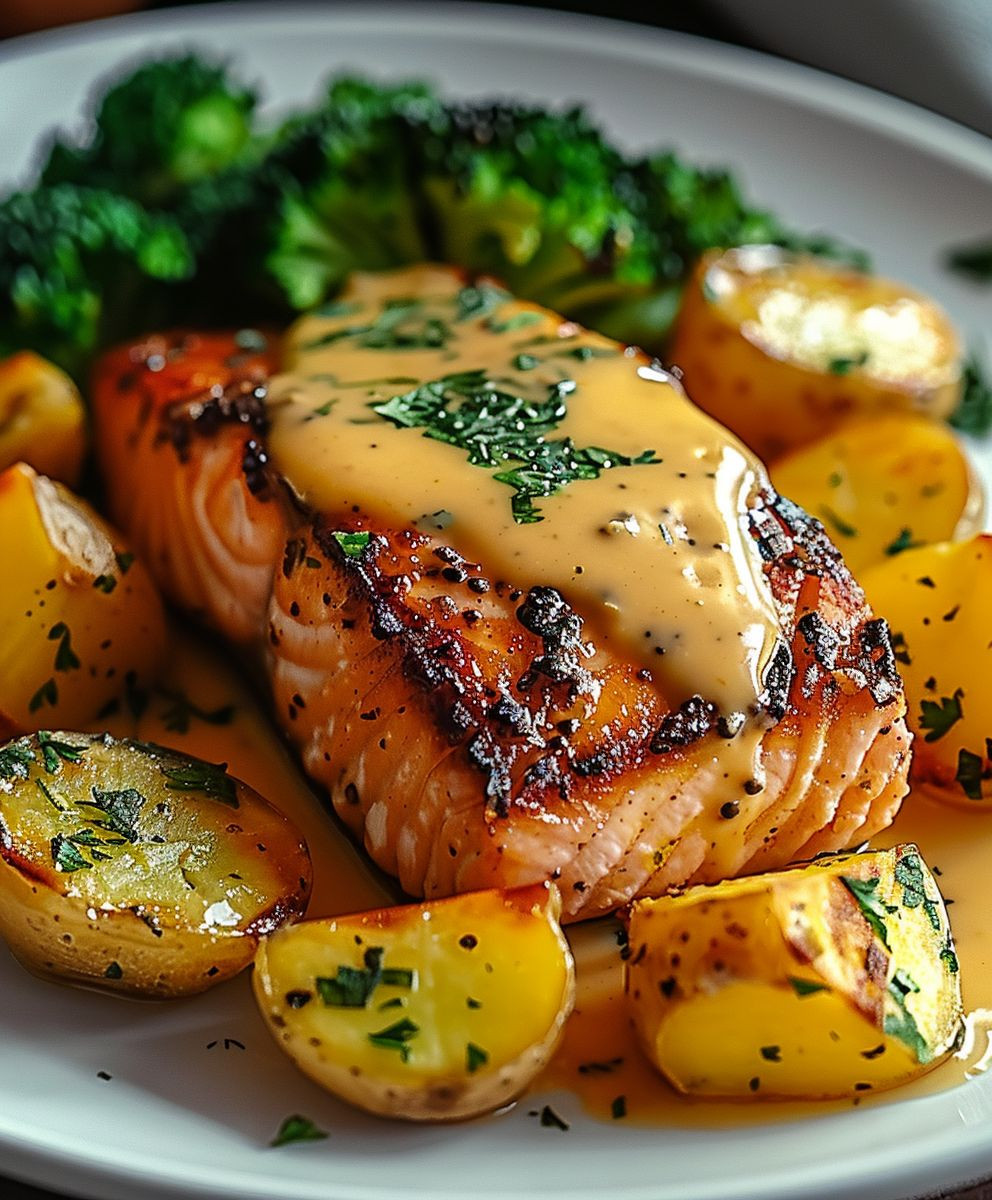 Zitronenbutterlachs Kartoffeln Brokkoli