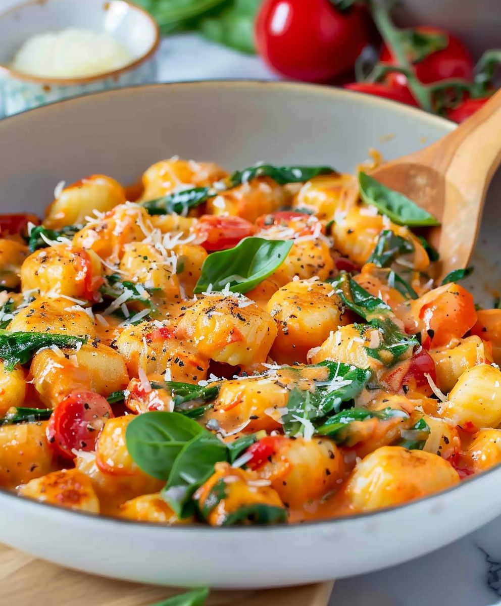 Gnocchi Pfanne Tomate Spinat
