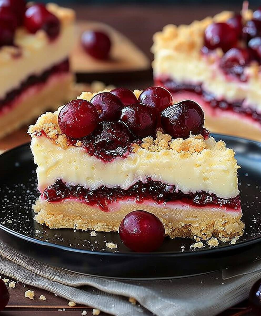 Käsekuchen Kirschen Streusel backen