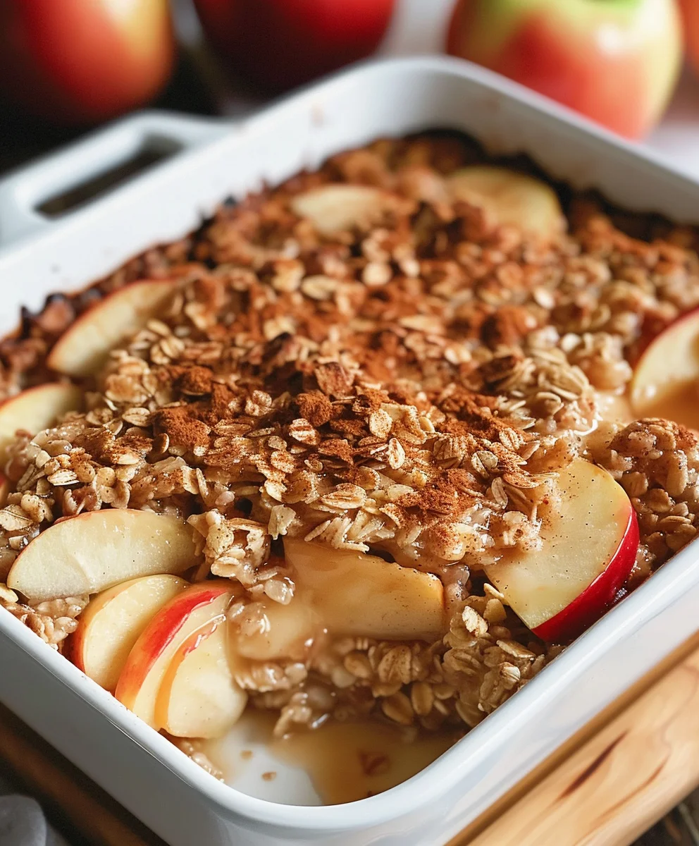 Gebackenes Haferflocken Apfel Zimt