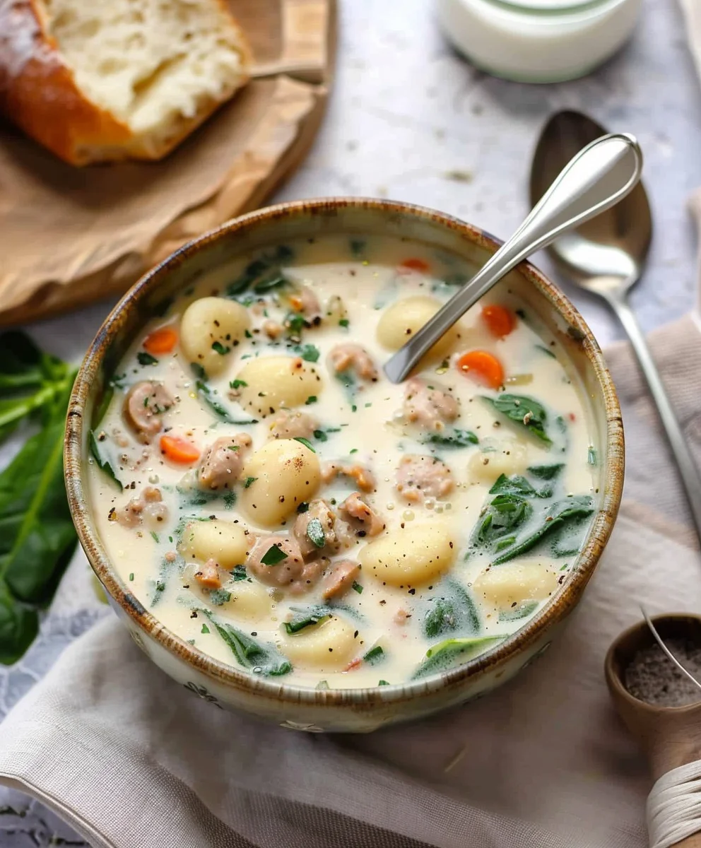 Sahnige Rinderwurst-Gnocchi-Suppe