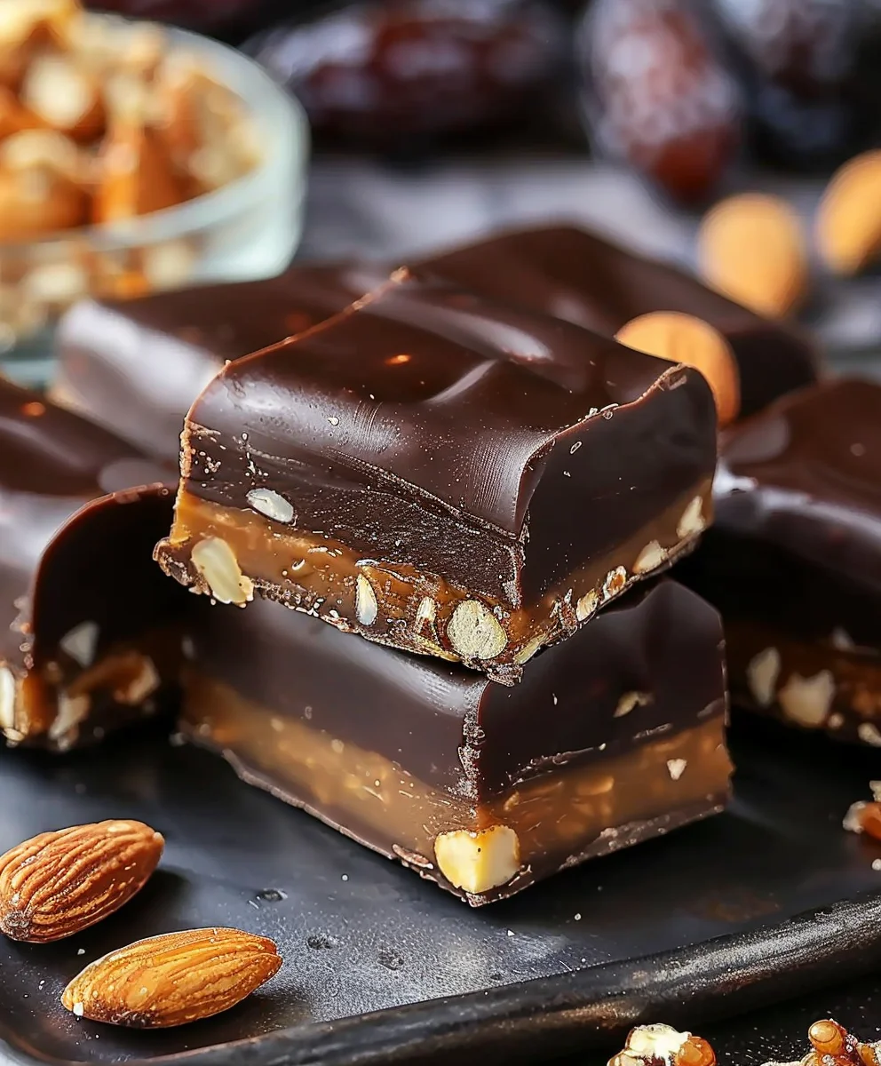 Gesunde Datteln Snickers für leckere Snacks