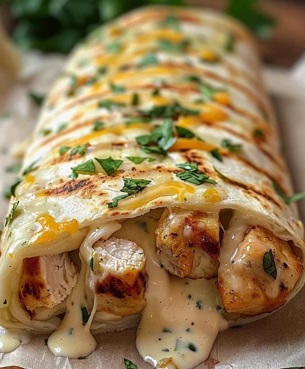 Käsig-klebrige Knoblauch-Hähnchen-Wraps: unwiderstehlich!