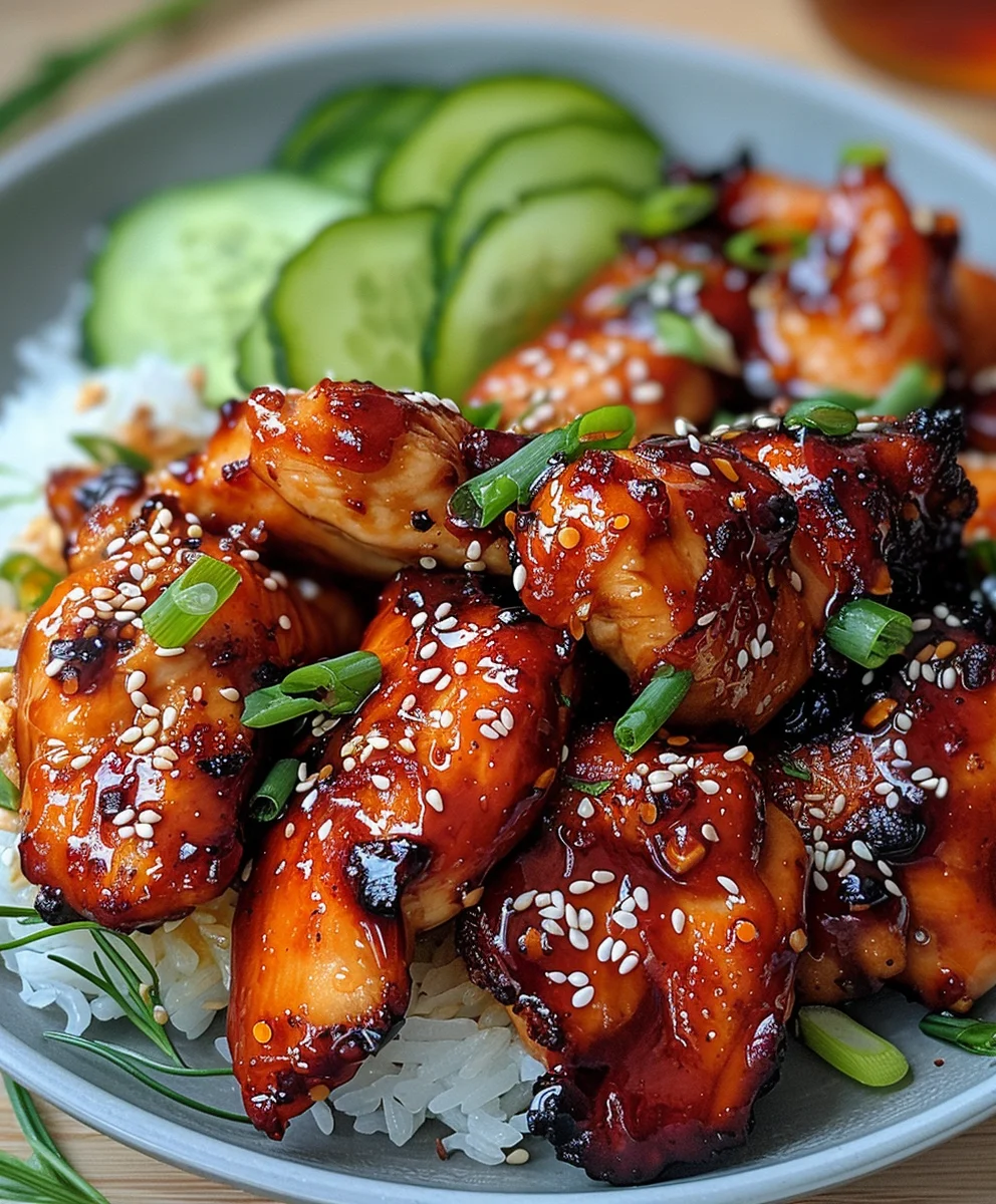 Klebriges Honig Gochujang Hähnchen – Luftfrittiert/Gebacken