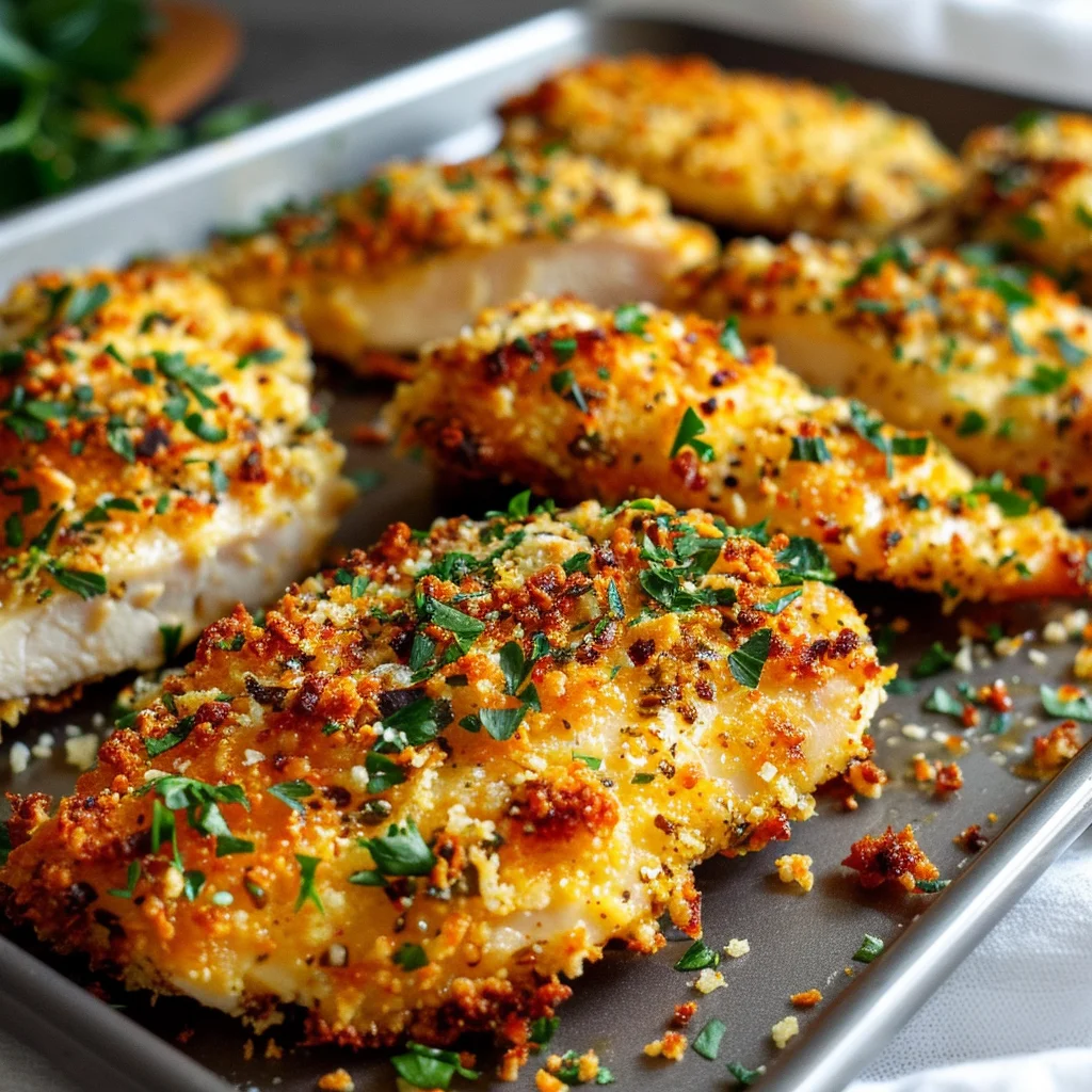 Blech Knuspriges Parmesan Knoblauch Hähnchen