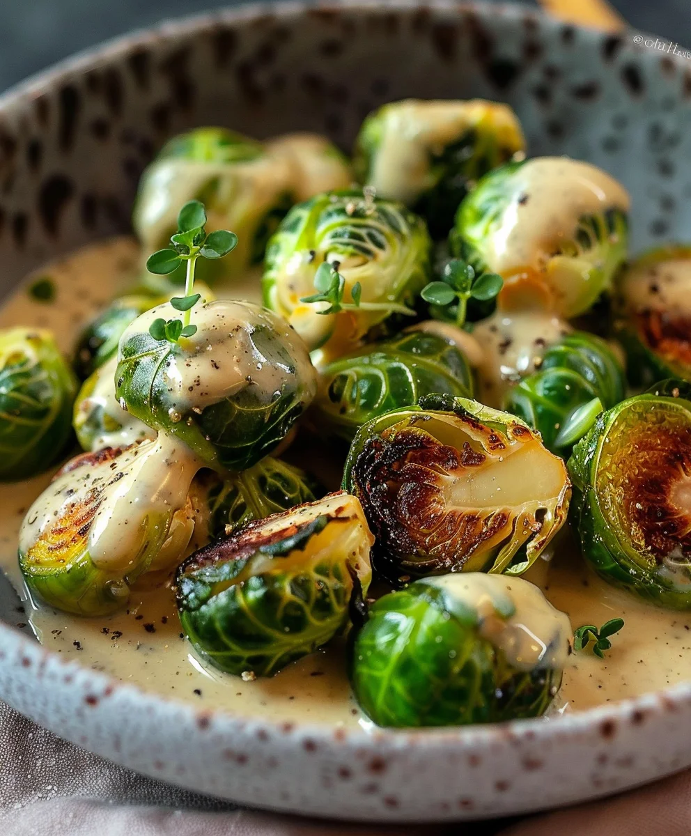 Rosenkohl in cremiger Frischkäse-Senfsauce