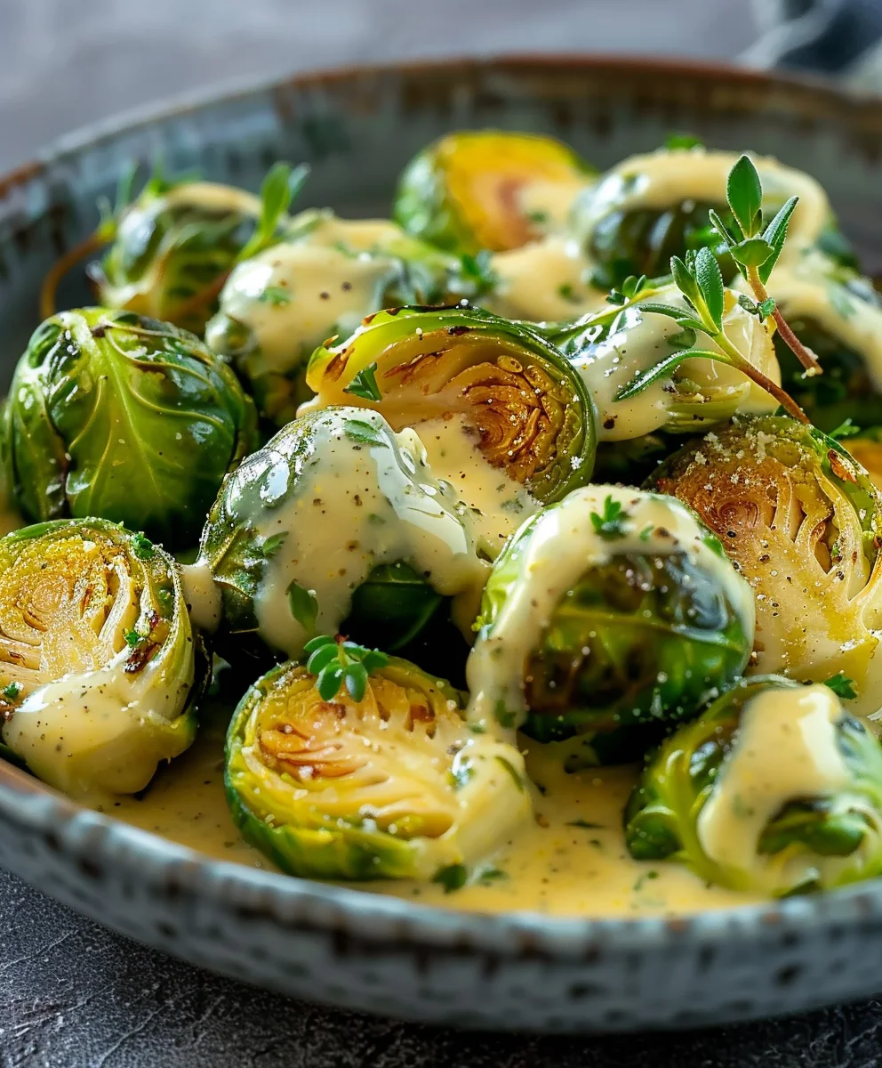 Rosenkohl in cremiger Frischkäse-Senfsauce – Rezept